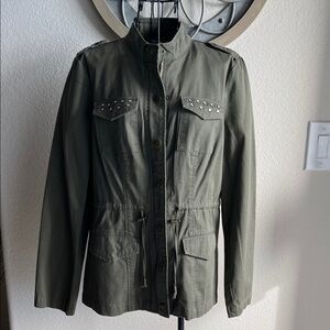 Studded Olive Green Military Jacket